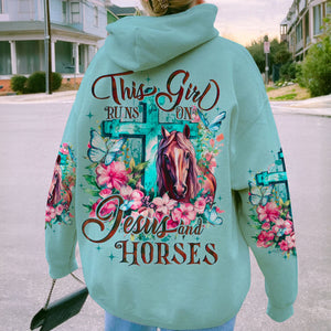 Runs On Jesus And Horses - Women's All Over Print Shirt - AT4080507