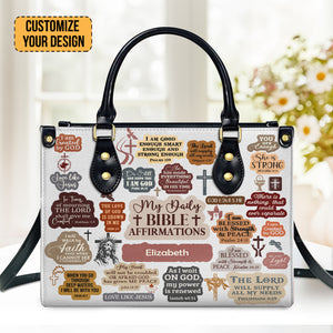 My Daily Bible Affirmation - Thoughtful Gift For Christians - Personalized Leather Handbag With Handle - AT4081229