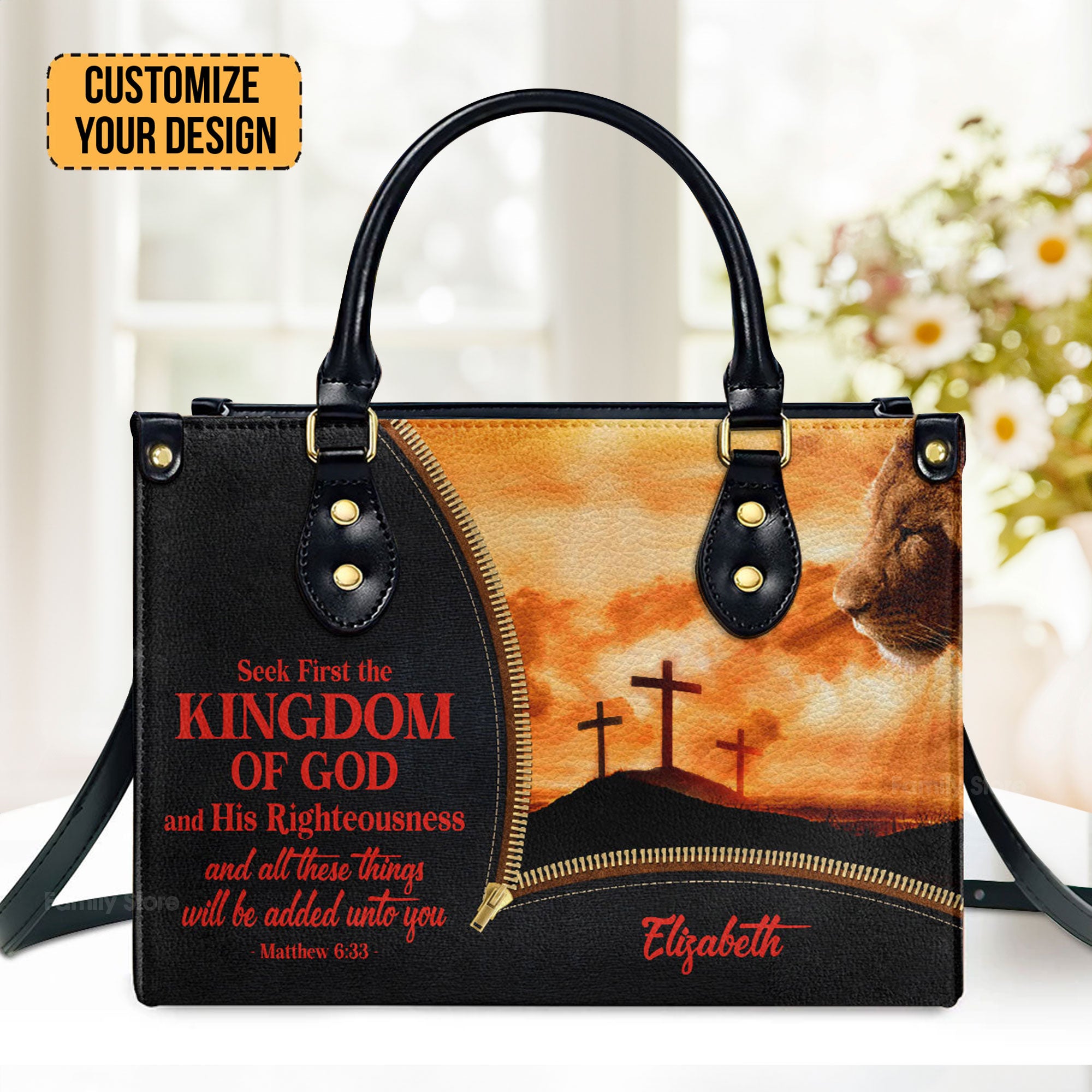 Seek First The Kingdom Of God And His Righteousness - Unique Personalized Leather Handbag - AT4081455