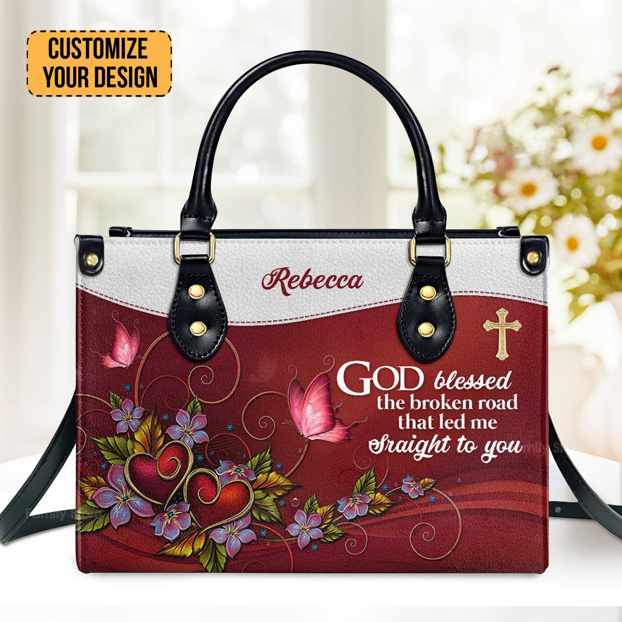 God Blessed The Broken Road That Led Me Straight To You Romantic - Unique Personalized Leather Handbag - AT4080934