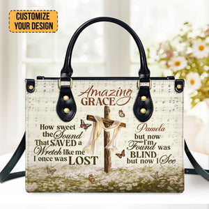 Amazing Grace - Thoughtful Gift For Christians - Personalized Leather Handbag With Handle - AT4080946