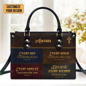 Everyday God Thinks Of You - Thoughtful Gift For Christians - Personalized Leather Handbag With Handle - AT4080931