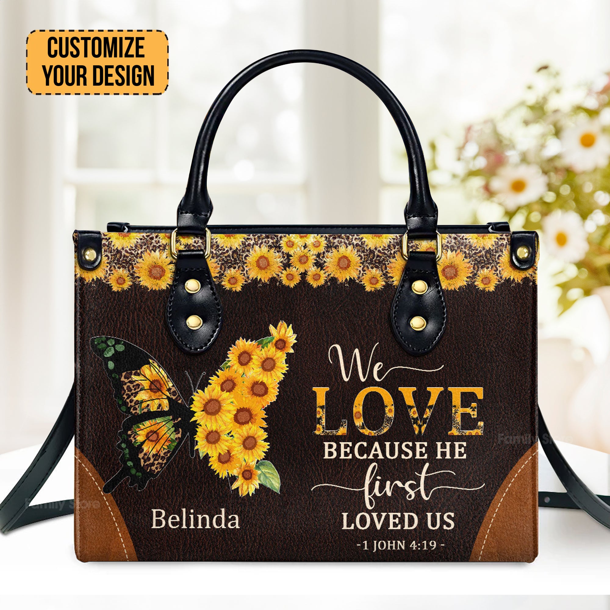 We Love Because He First Loved Us - Personalized Leather Handbag With Handle - AT4081462