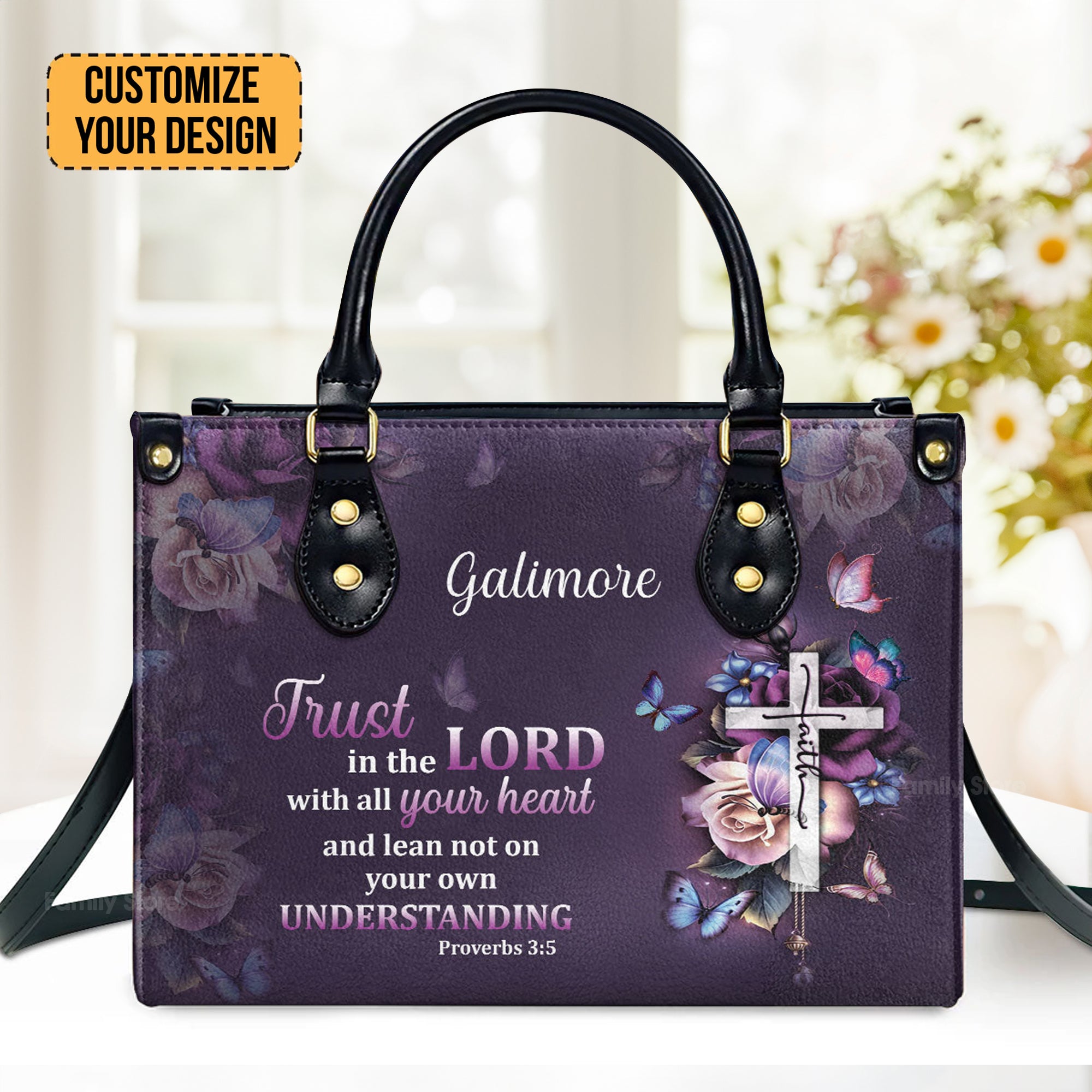 Trust In The Lord With All Your Heart - Thoughtful Gift For Christians - Personalized Leather Handbag With Handle - AT4080724