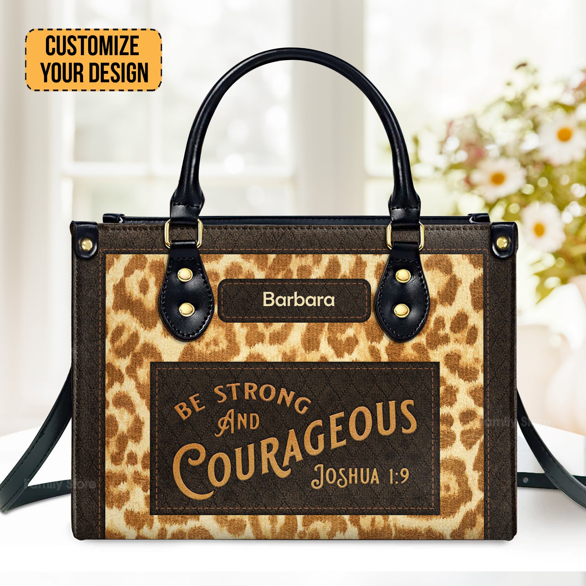 Christian Gift For Women's Ministry Be Strong And Courageous Joshua 1:9 - Unique Personalized Leather Handbag - AT4080844