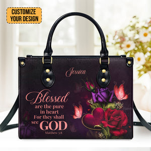 Blessed Are The Pure In Heart For They Shall See God - Awesome Personalized Leather Handbag - AT4081421