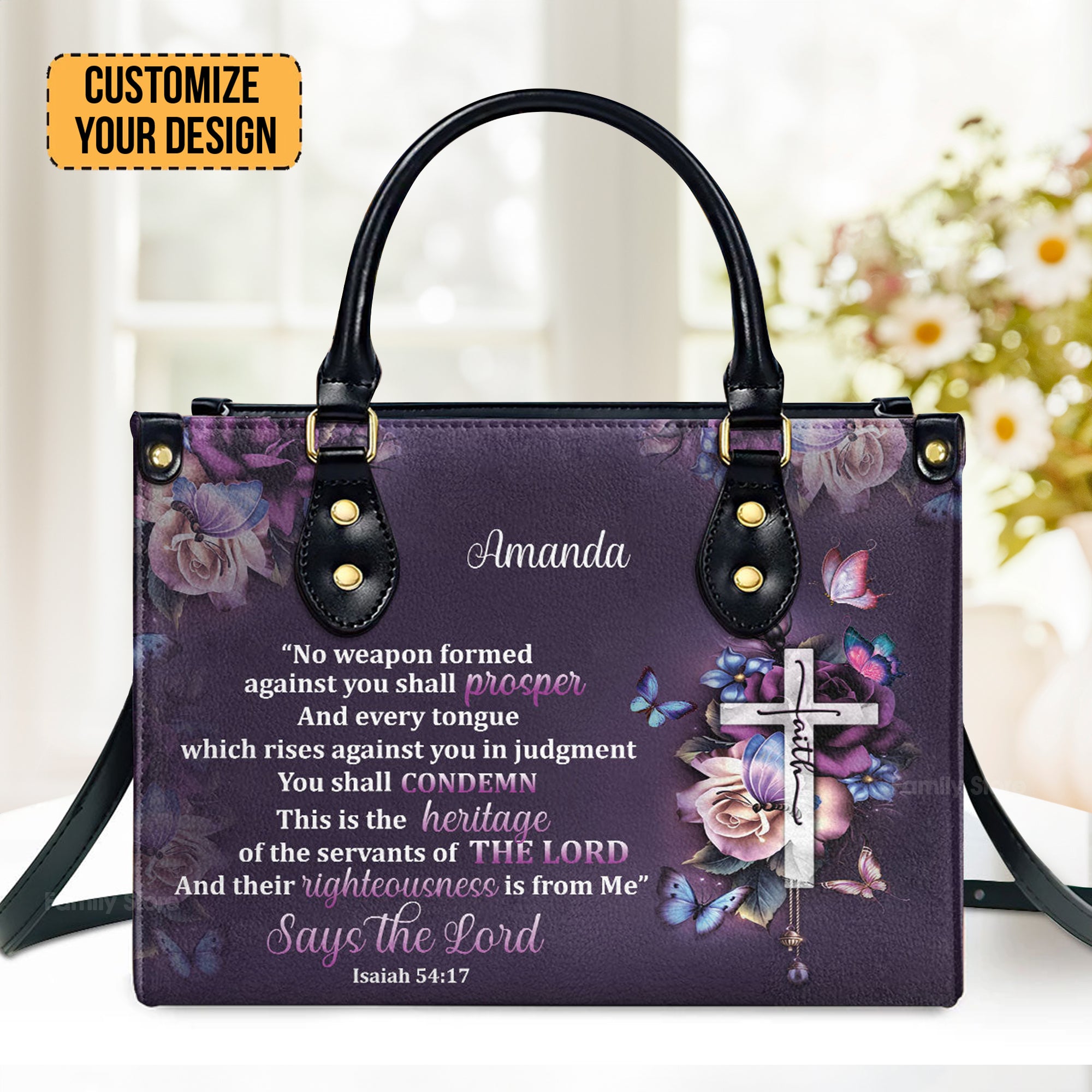 No Weapon Formed Against You Shall Prosper - Unique Personalized Leather Handbag - AT4081350