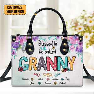 Blessed To Be Called Nana/ Grandma - Thoughtful Gift For Christians - Personalized Leather Handbag With Handle - AT4080731