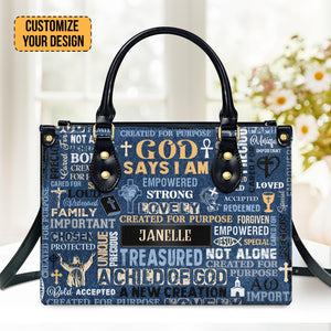 I Am A Child Of God - Scripture Gifts For Women Of God - Personalized Leather Handbag With Handle - AT4081204