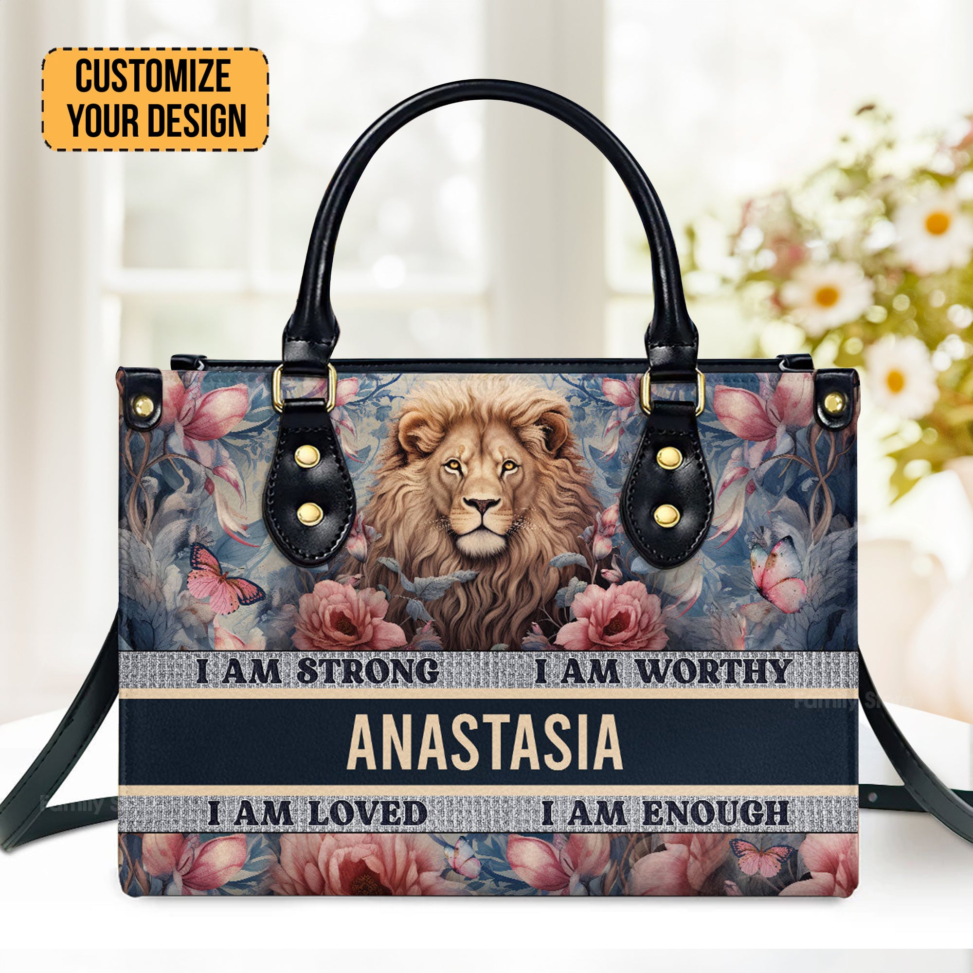 I Am Strong - Personalized Leather Handbag With Handle - AT4081208