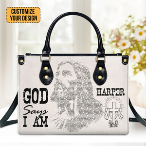 God Says I Am - Thoughtful Gift For Christians - Personalized Leather Handbag With Handle - AT4080802