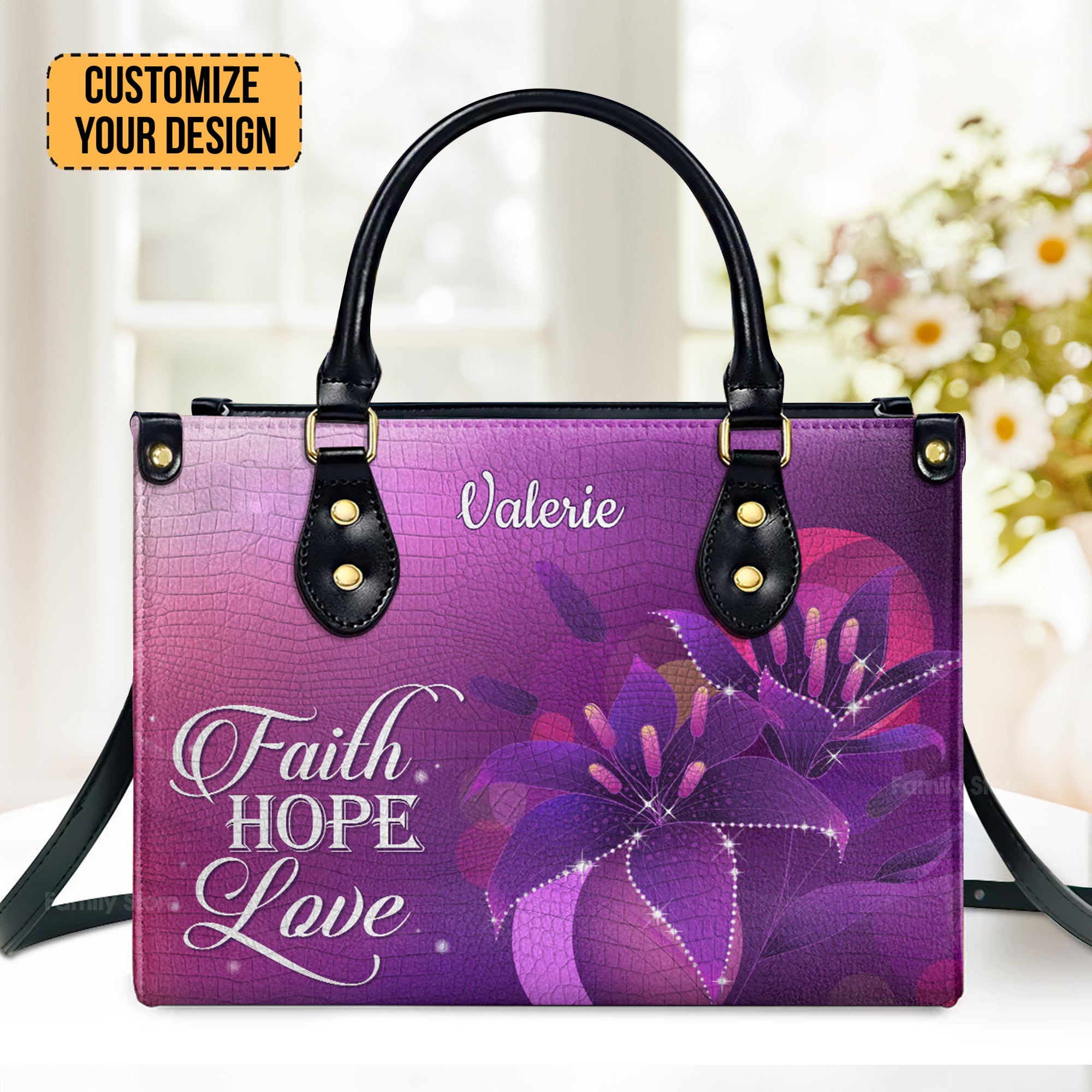 Faith, Hope, Love - Thoughtful Gift For Christians - Personalized Leather Handbag With Handle - AT4080716