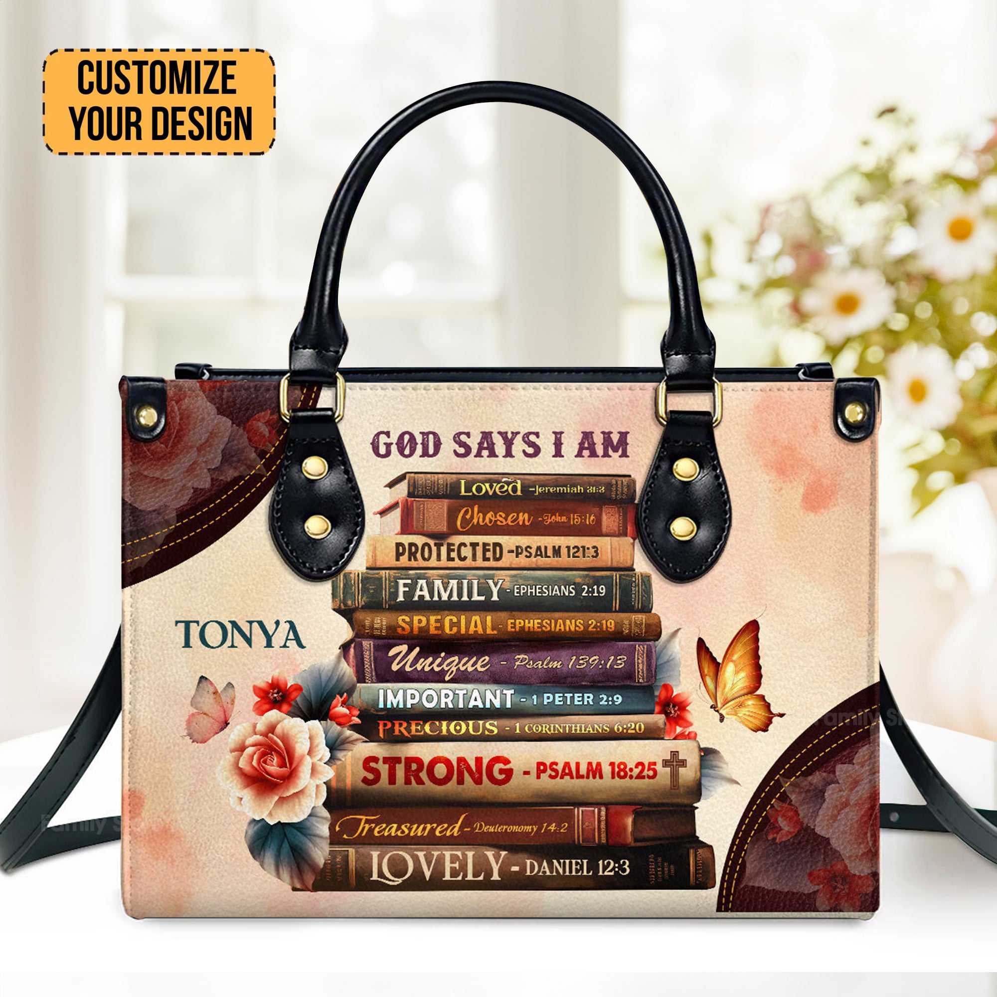 God Says I Am - Scripture Gifts For Women Of God - Personalized Leather Handbag With Handle - AT4080969