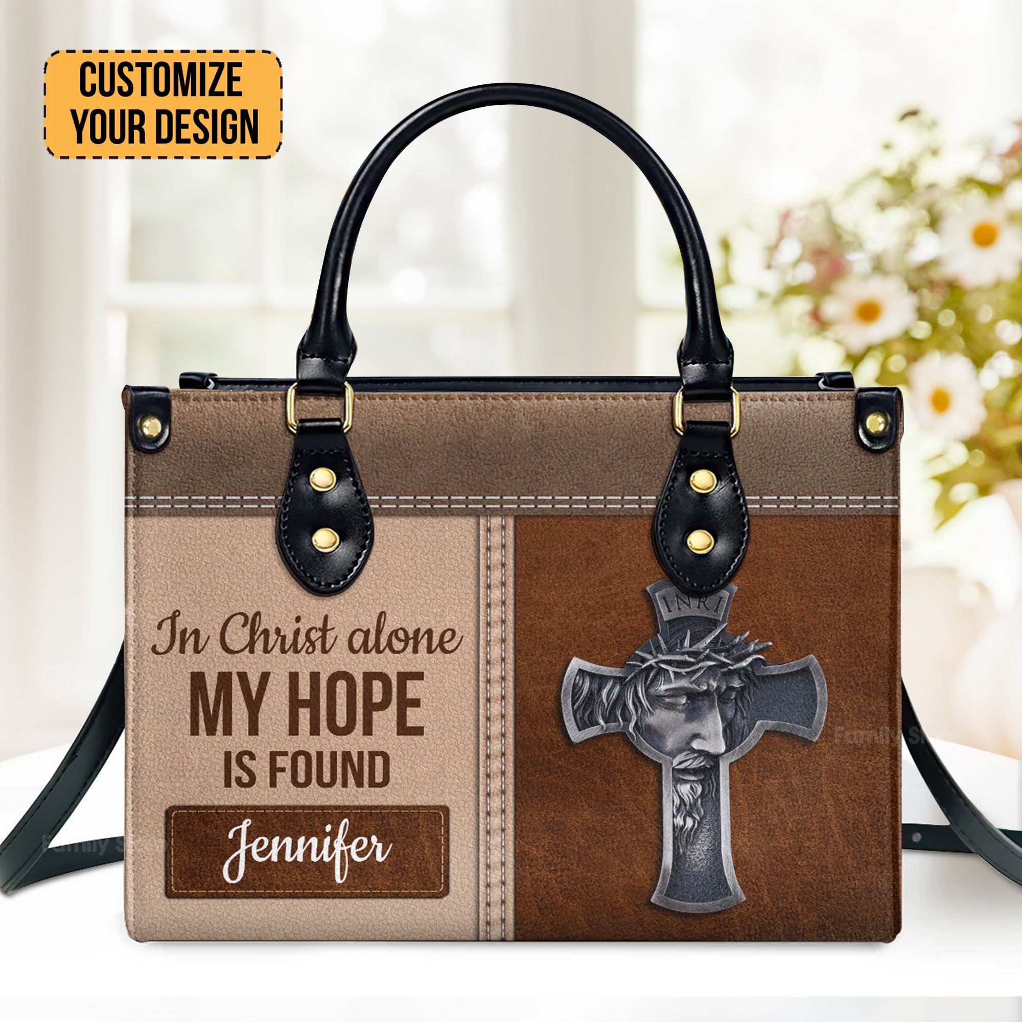 In Christ Alone My Hope Is Found - Thoughtful Gift For Christians - Personalized Leather Handbag With Handle - AT4080831