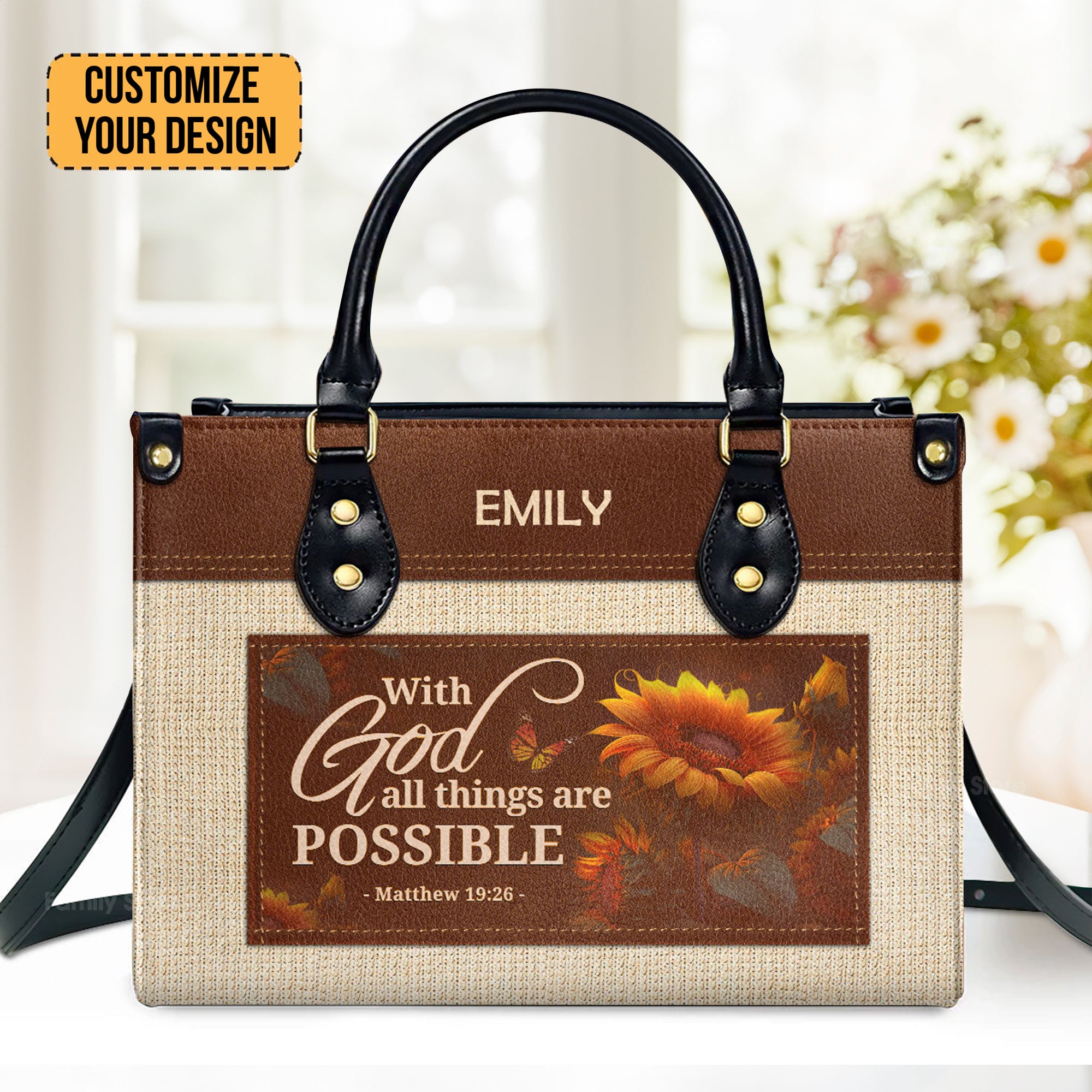 With God All Things Are Possible - Awesome Personalized Leather Handbag - AT4081239