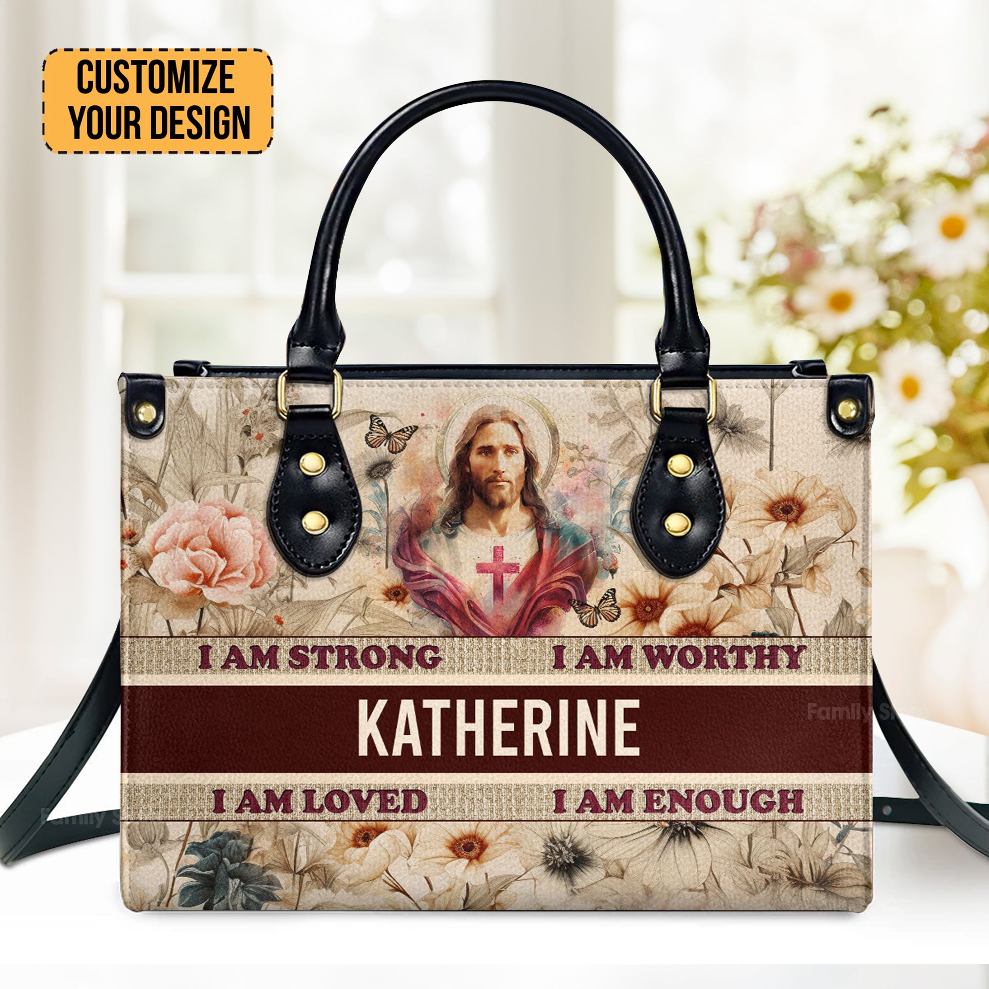 I Am Enough - Thoughtful Gift For Christians - Personalized Leather Handbag With Handle - AT4081205