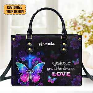 1 Corinthians 16:14 Personalized Leather Handbag With Handle - Unique Personalized Leather Handbag - AT4080837