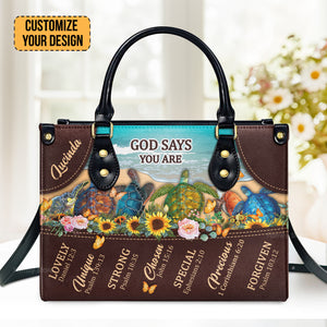 God Says You Are Lovely - Beautiful Personalized Turtle Leather Handbag - AT4080804