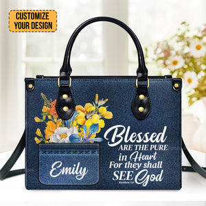 Blessed Are The Pure In Heart Matthew 58 Spiritual - Unique Personalized Leather Handbag - AT4080927