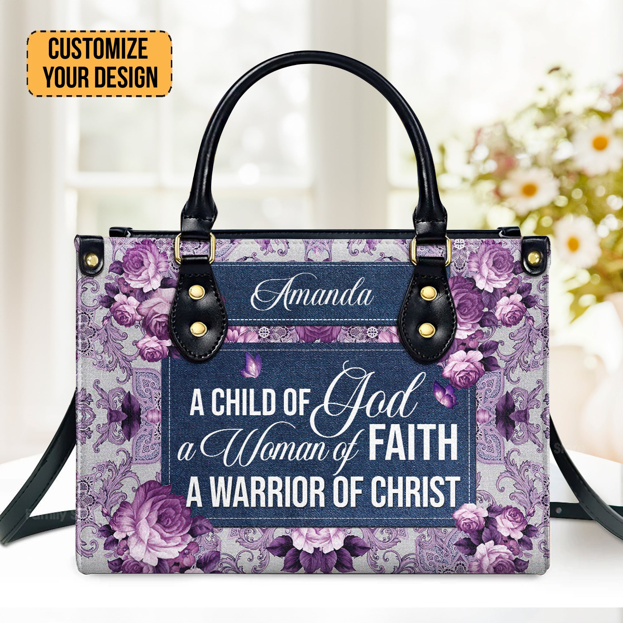 Ladies A Child Of God - Thoughtful Gift For Christians - Personalized Leather Handbag With Handle - AT4080926