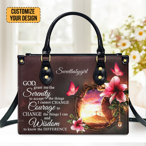 God, Grant Me The Serenity To Accept The Things I Cannot Change - Thoughtful Gift For Christians - Personalized Leather Handbag With Handle - AT4080805