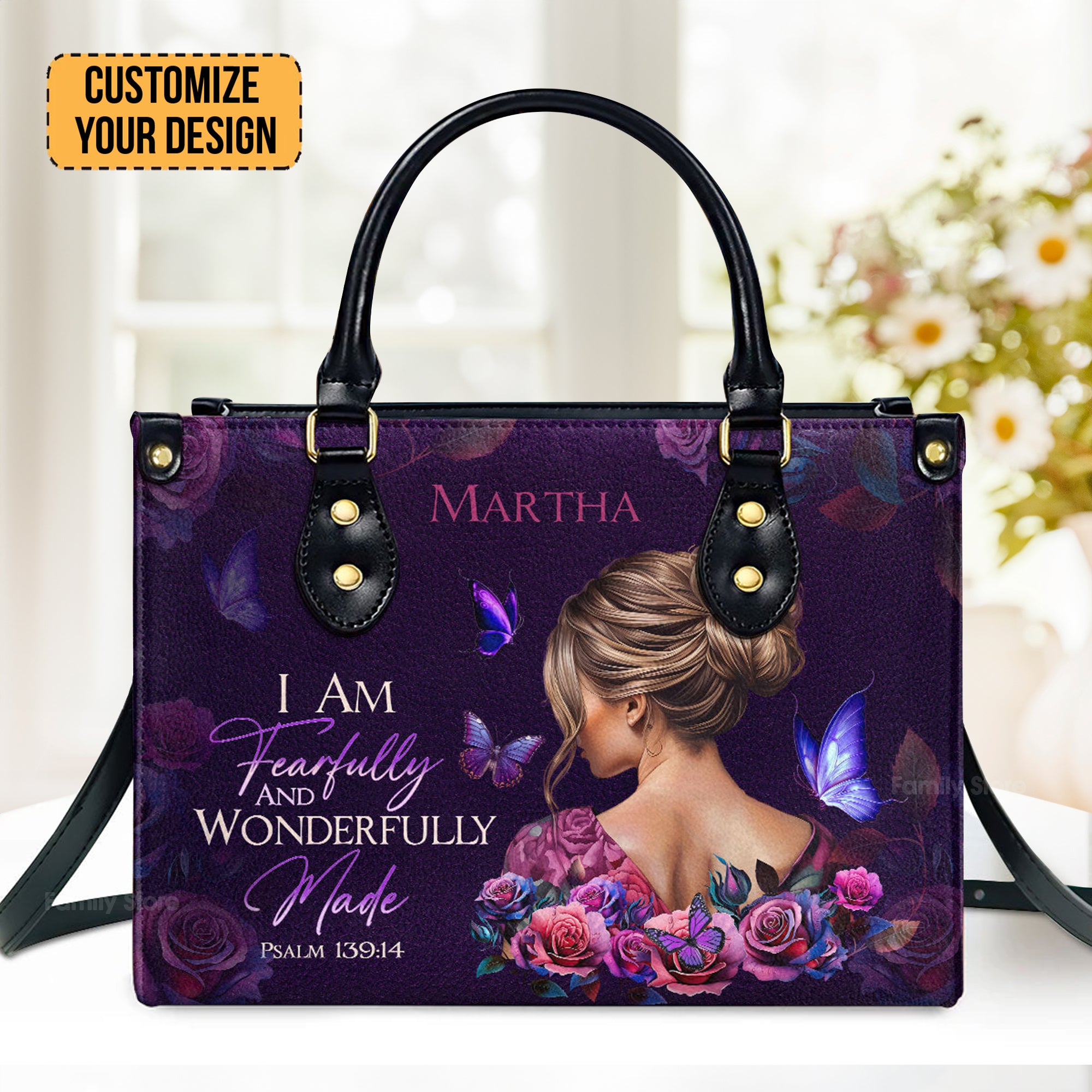 Fearfully and Wonderfully Made - Unique Personalized Leather Handbag - AT4080941