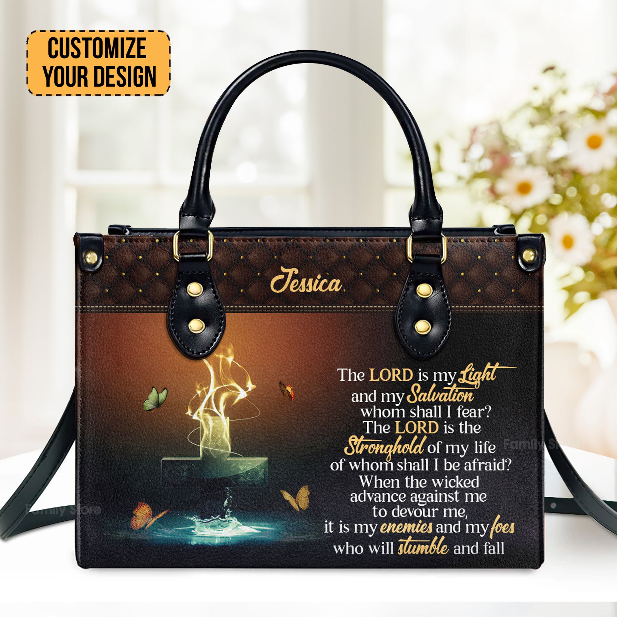 The Lord Is My Light And My Salvation - Scripture Gifts For Women Of God - Personalized Leather Handbag With Handle - AT4081334