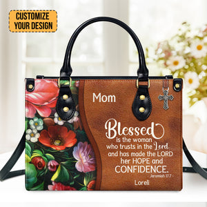 Blessed Is The Woman Who Trusts In The Lord - Thoughtful Gift For Christians - Personalized Leather Handbag With Handle - AT4080730