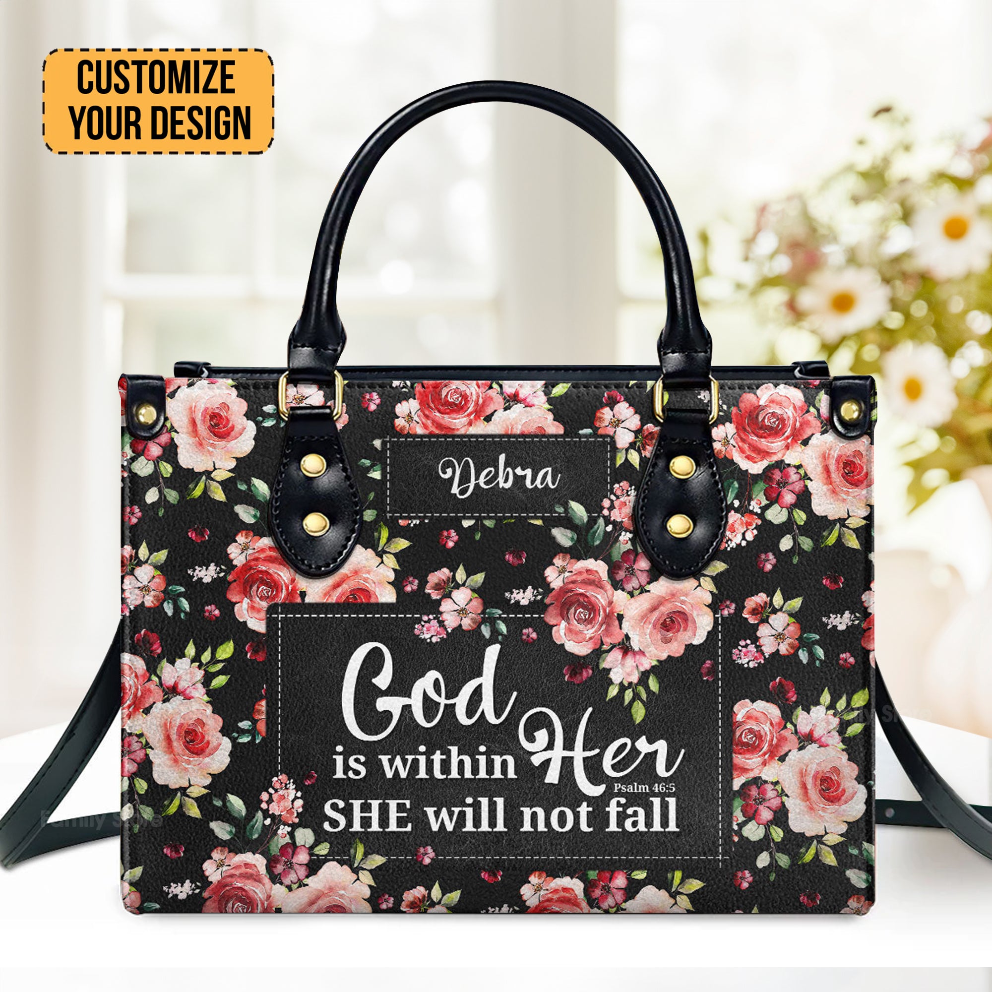 Psalm 465 God Is Within Her, She Will Not Fall - Awesome Personalized Leather Handbag - AT4081315