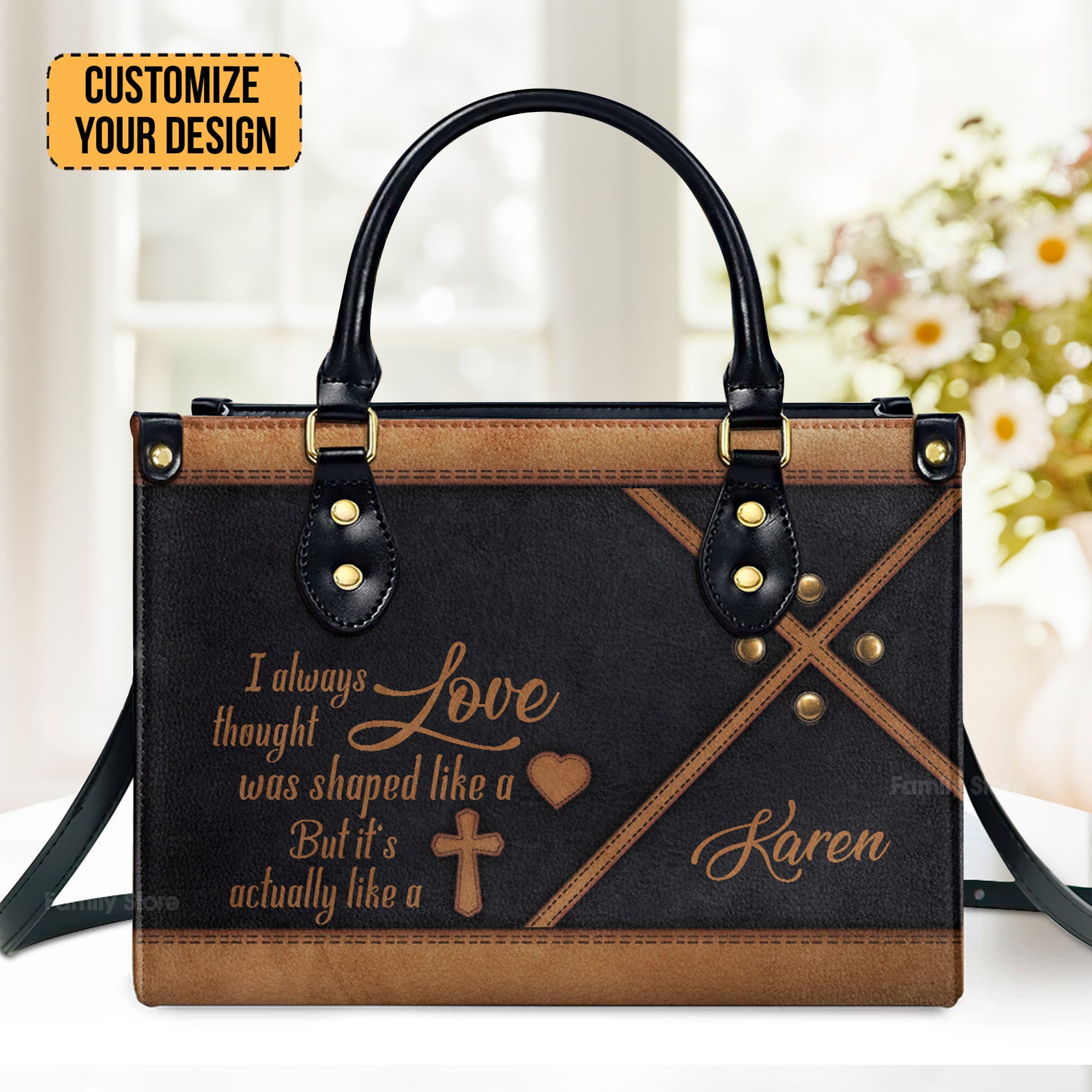 Shape Of Love - Beautiful Personalized Leather Handbag - AT4081412