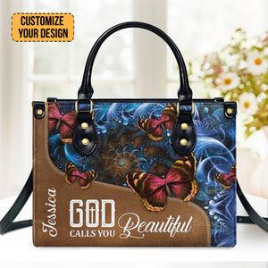 Butterfly God Calls You Beautiful - Thoughtful Gift For Christians - Personalized Leather Handbag With Handle - AT4081405