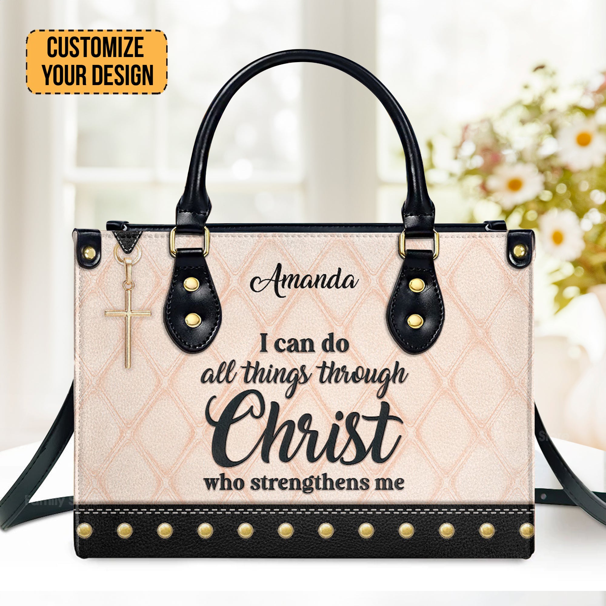 I Can Do All Things Through Christ - Beautiful Personalized Leather Handbag - AT4081342