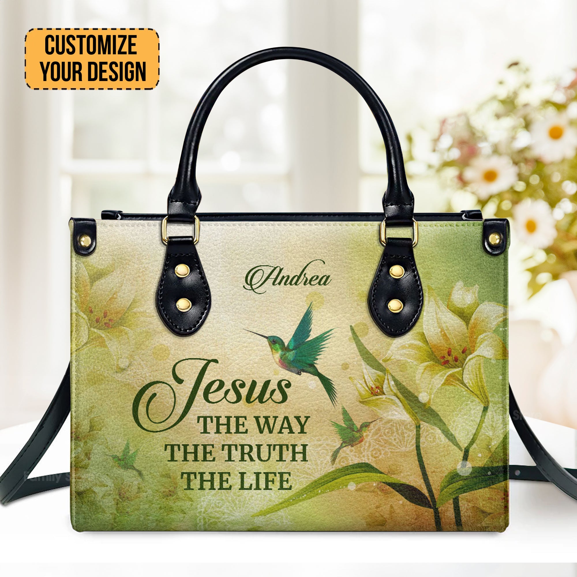 Jesus The Way The Truth The Life - Thoughtful Gift For Christians - Personalized Leather Handbag With Handle - AT4080834