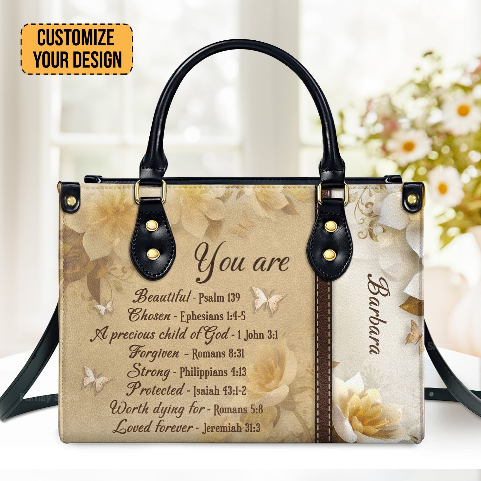 You Are Protected Beautiful Flower - Unique Personalized Leather Handbag - AT4081414