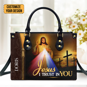 Jesus I Trust In You - Thoughtful Gift For Christians - Personalized Leather Handbag With Handle - AT4080833