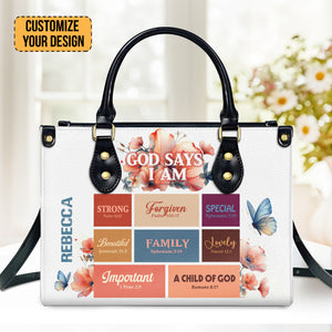 God Says I Am - Thoughtful Gift For Christians - Personalized Leather Handbag With Handle - AT4080970