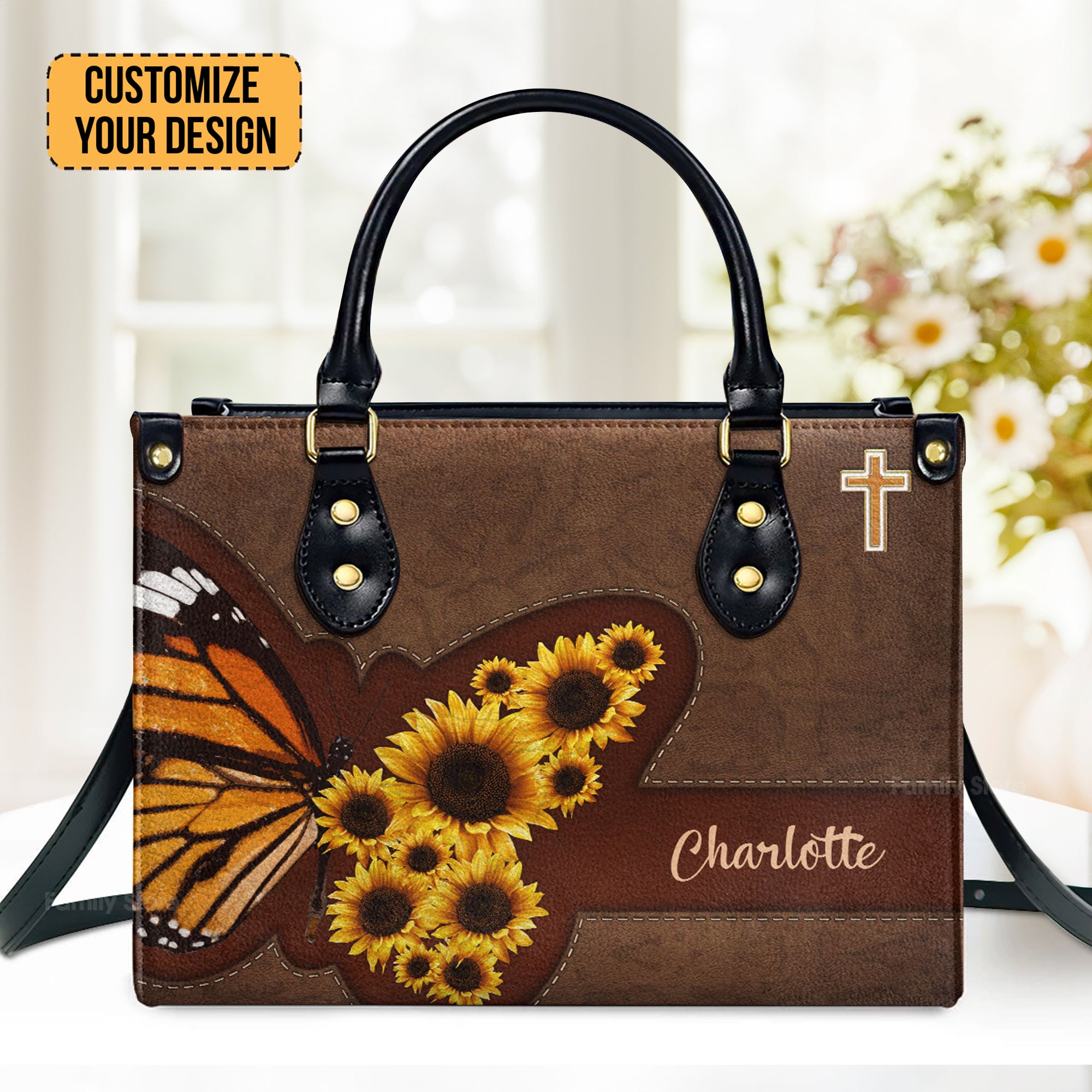 Sunflower - Beautiful Personalized Leather Handbag - AT4081242