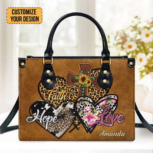 Faith Hope Love - Thoughtful Gift For Christians - Personalized Leather Handbag With Handle - AT4080962