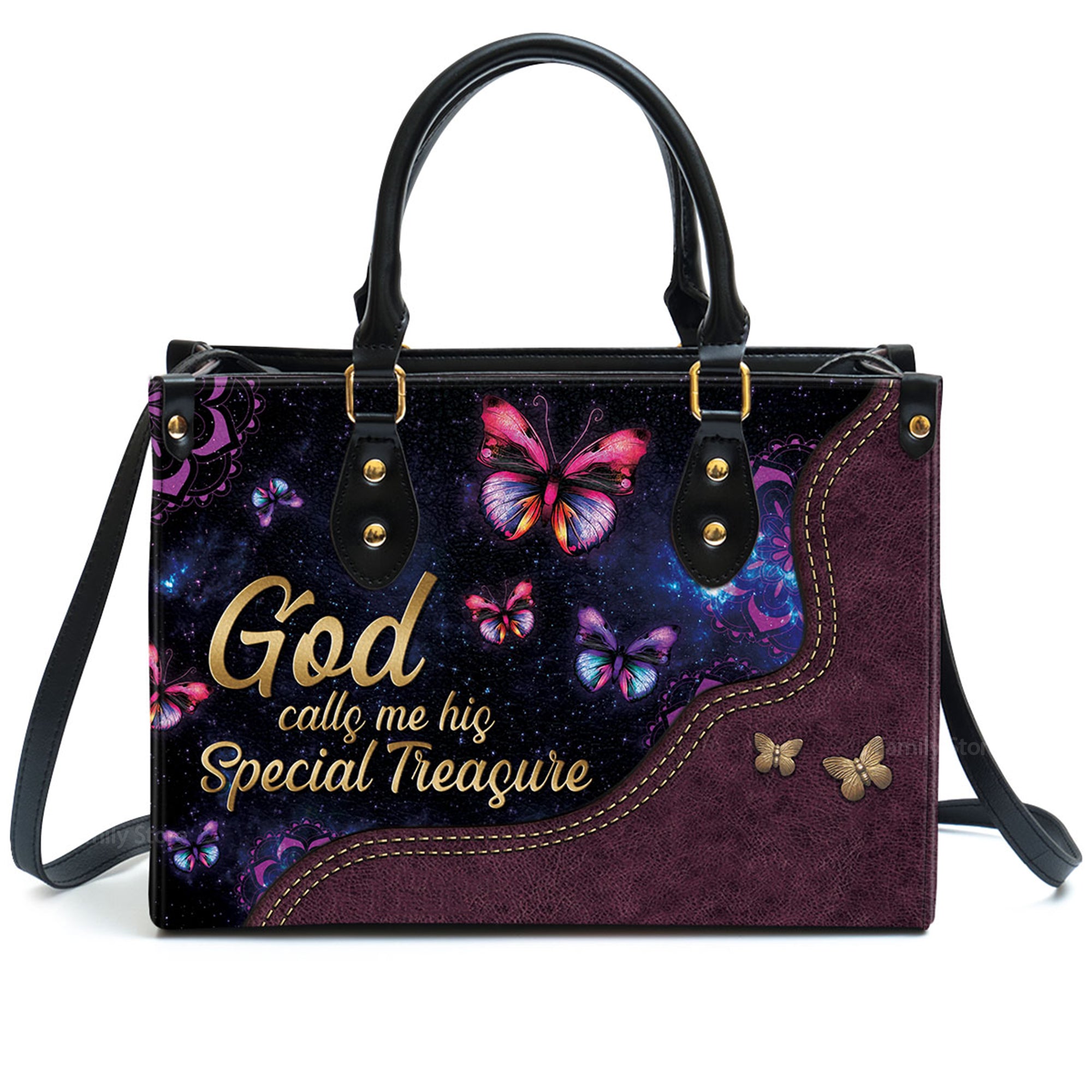 Lovely Butterfly - God Calls You His Special Treasure - Awesome Personalized Leather Handbag - AT4081327