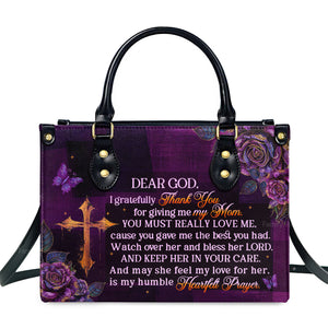 I Gratefully For Giving Me My Mom - Awesome Personalized Leather Handbag - AT4081215