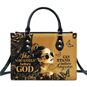 She Who Kneels Before God - Personalized Leather Handbag With Handle - AT4081232