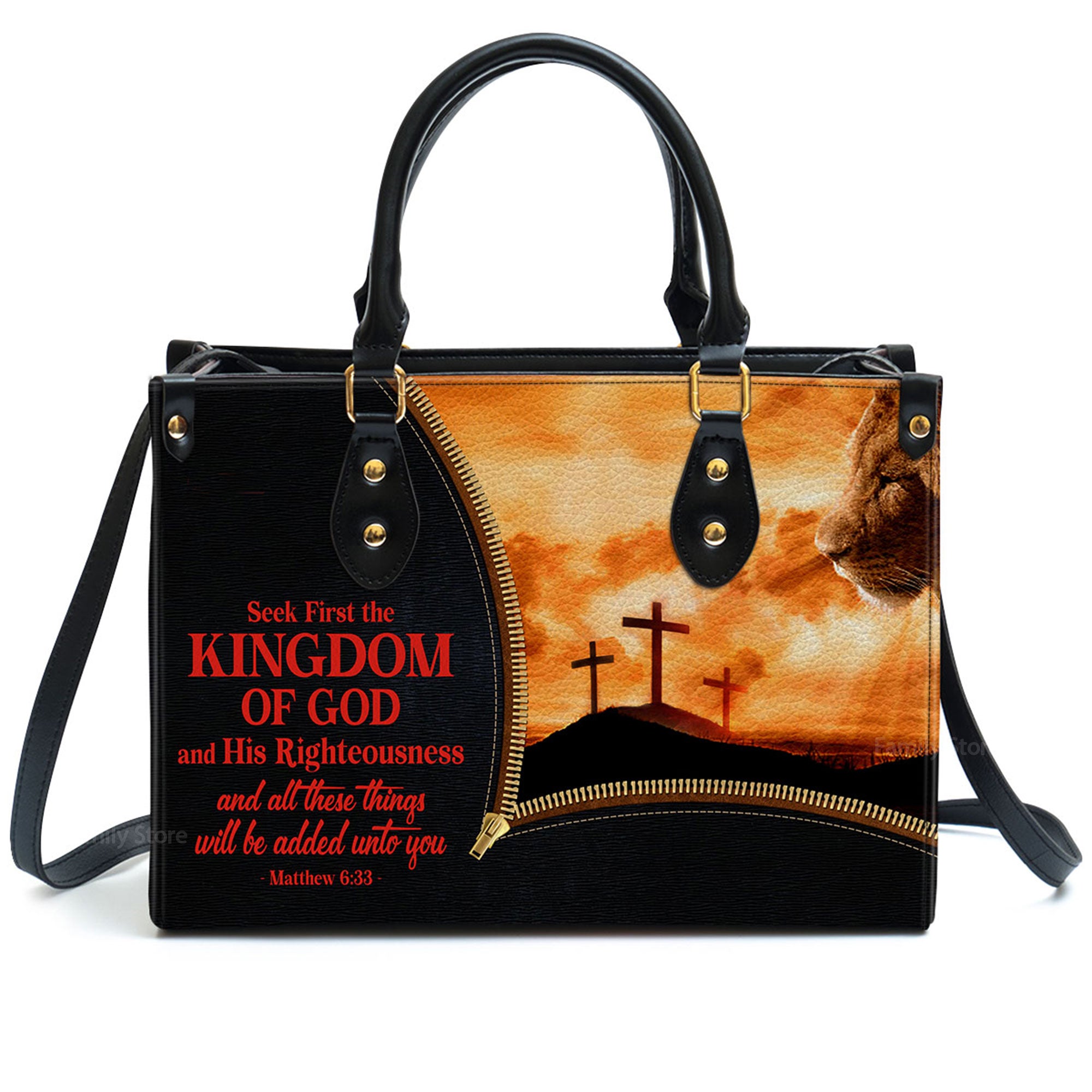 Seek First The Kingdom Of God And His Righteousness - Unique Personalized Leather Handbag - AT4081455