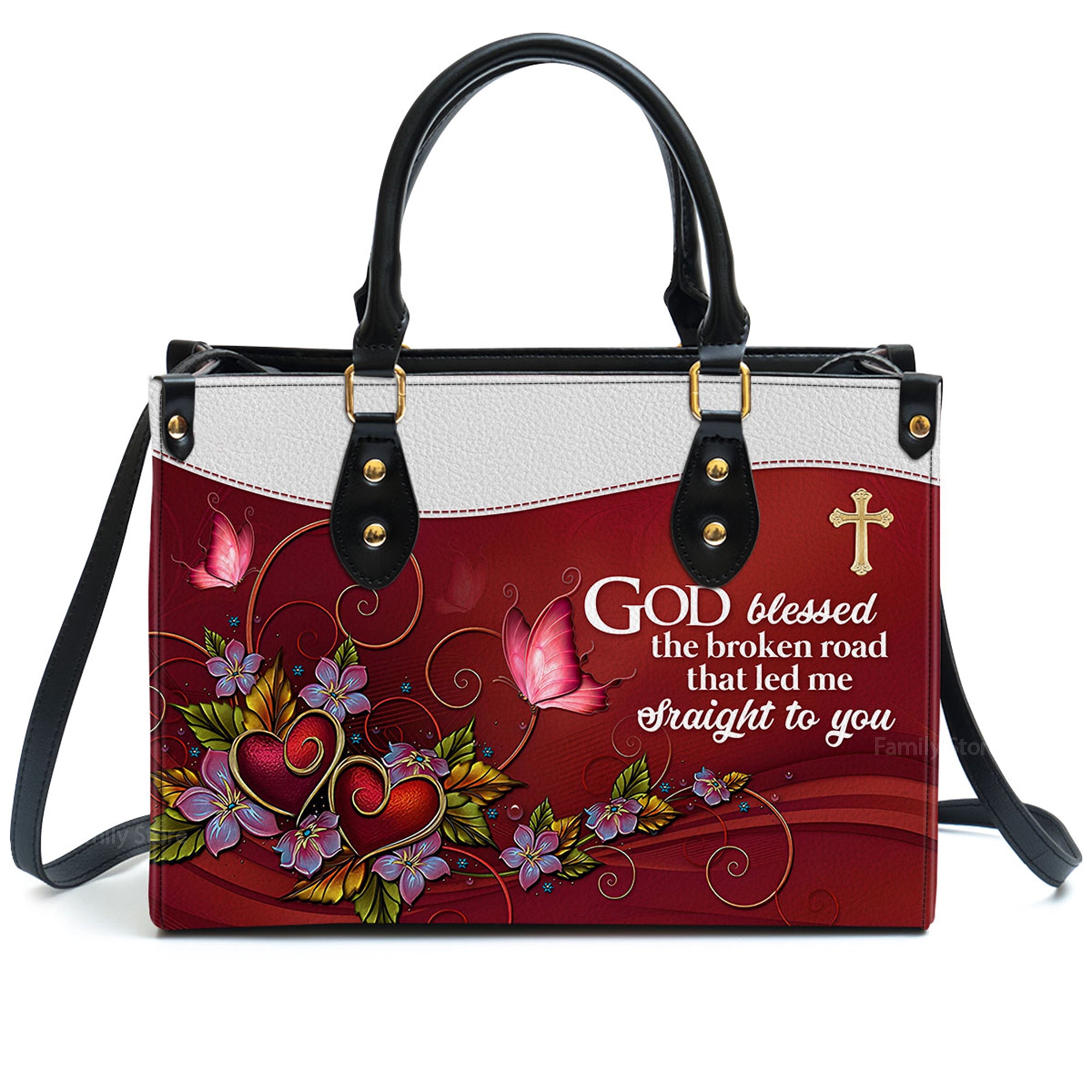 God Blessed The Broken Road That Led Me Straight To You Romantic - Unique Personalized Leather Handbag - AT4080934