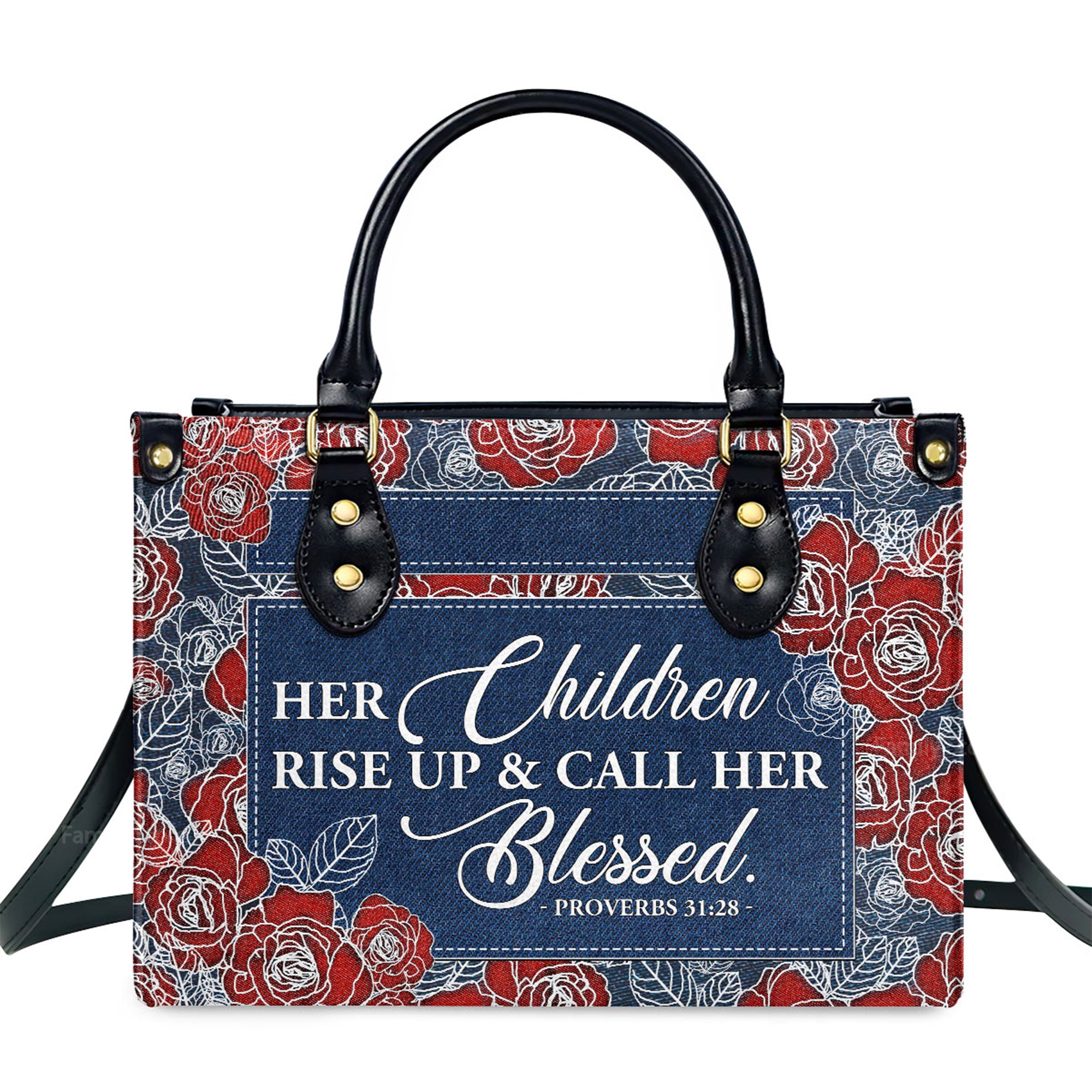 Her Children Rise Up & Call Her Blessed - Personalized Leather Handbag With Handle - AT4081202