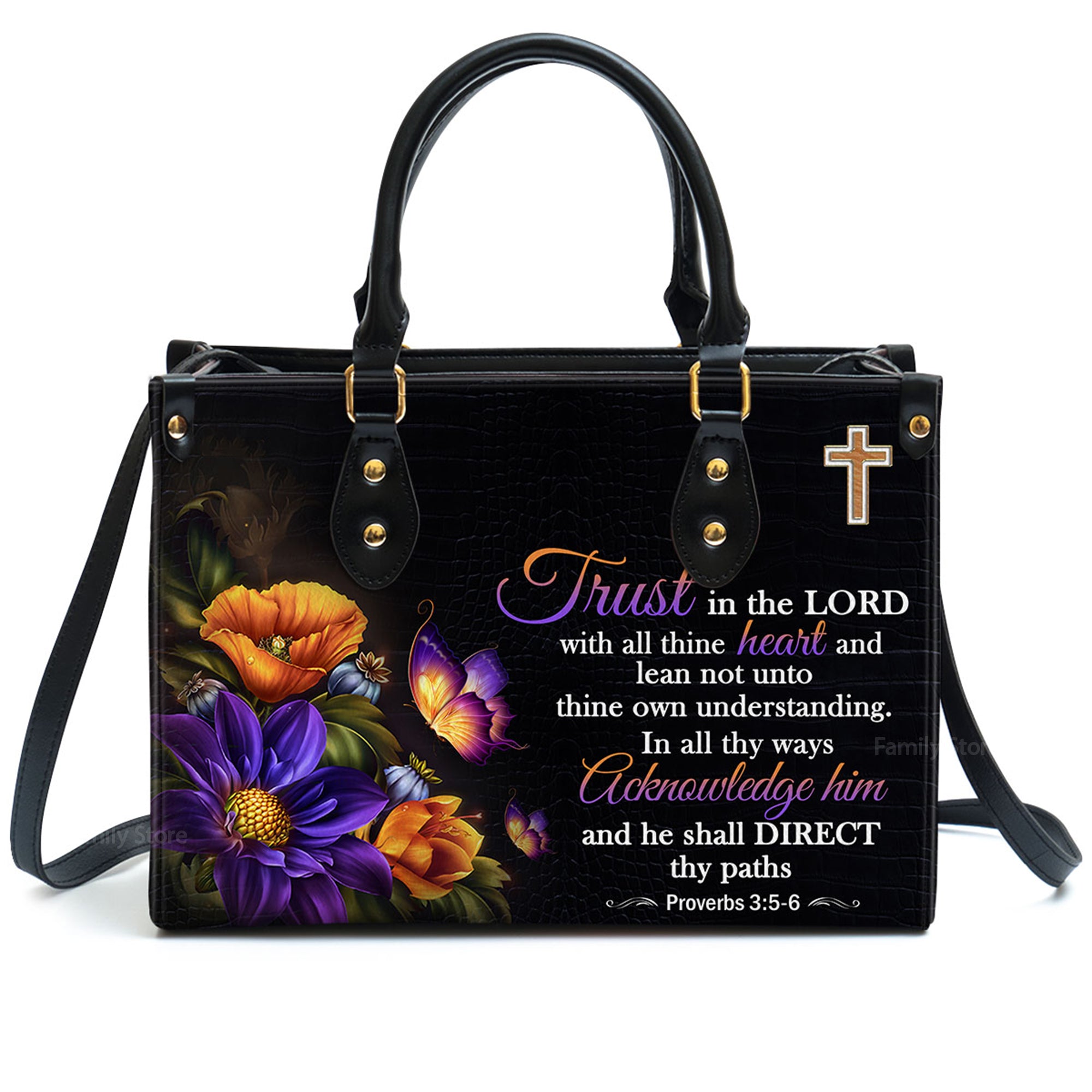 Trust In The Lord With All Your Heart - Awesome Personalized Leather Handbag - AT4081321