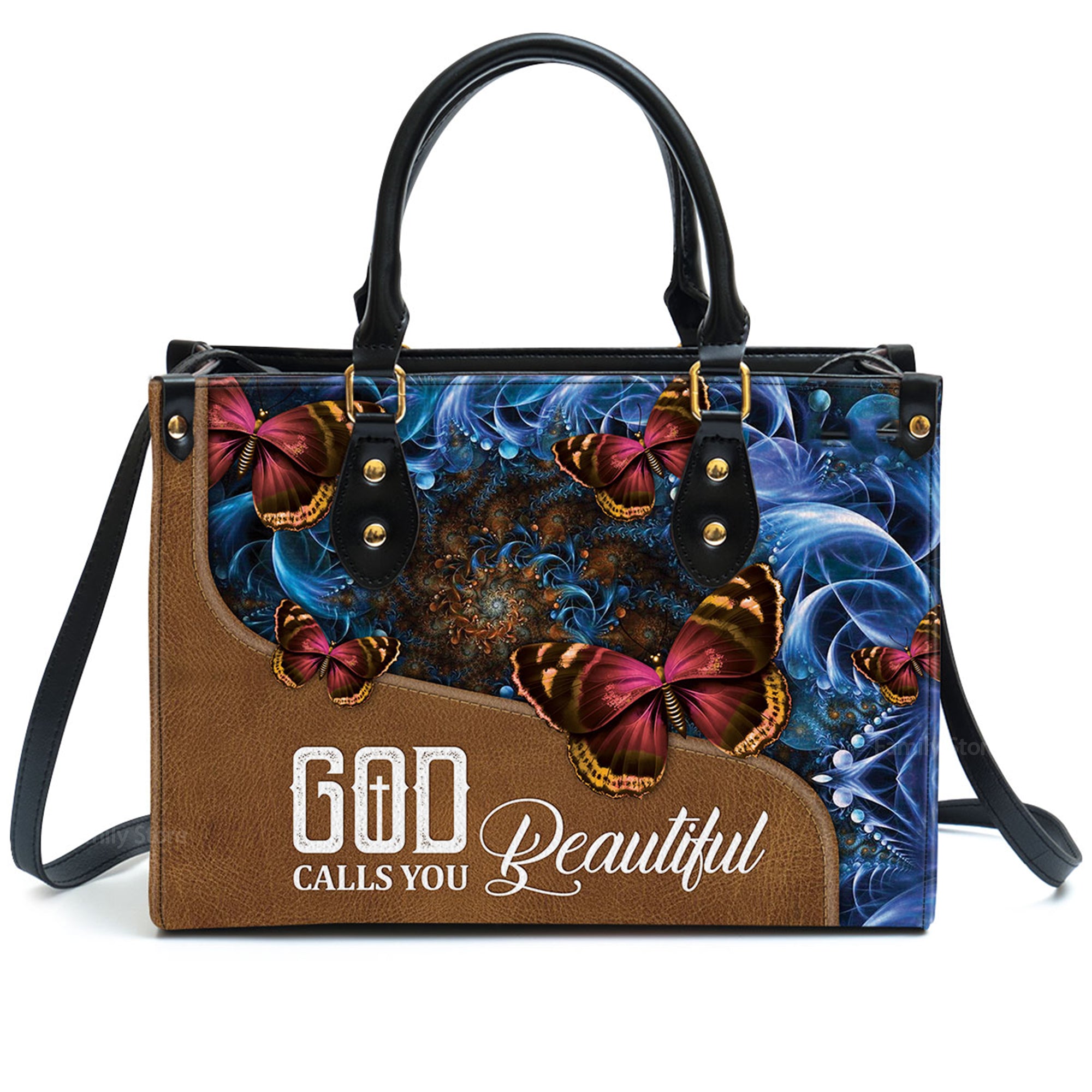 Butterfly God Calls You Beautiful - Thoughtful Gift For Christians - Personalized Leather Handbag With Handle - AT4081405