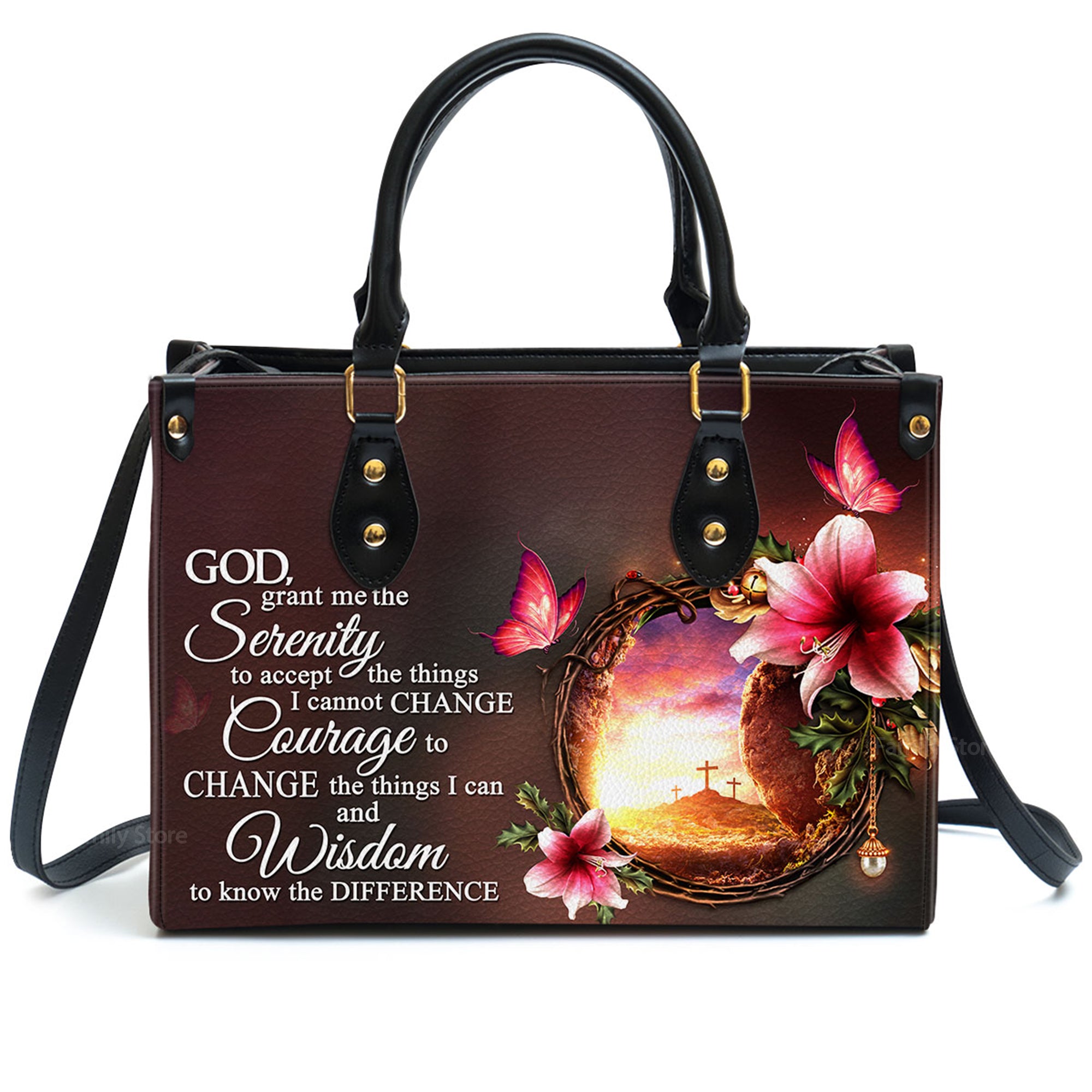 God, Grant Me The Serenity To Accept The Things I Cannot Change - Thoughtful Gift For Christians - Personalized Leather Handbag With Handle - AT4080805