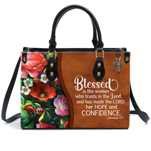 Blessed Is The Woman Who Trusts In The Lord - Thoughtful Gift For Christians - Personalized Leather Handbag With Handle - AT4080730