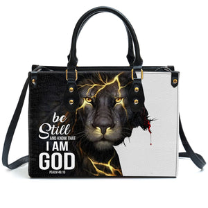 Be Still And Know That I Am God - Personalized Lion Leather Handbag - AT4080707