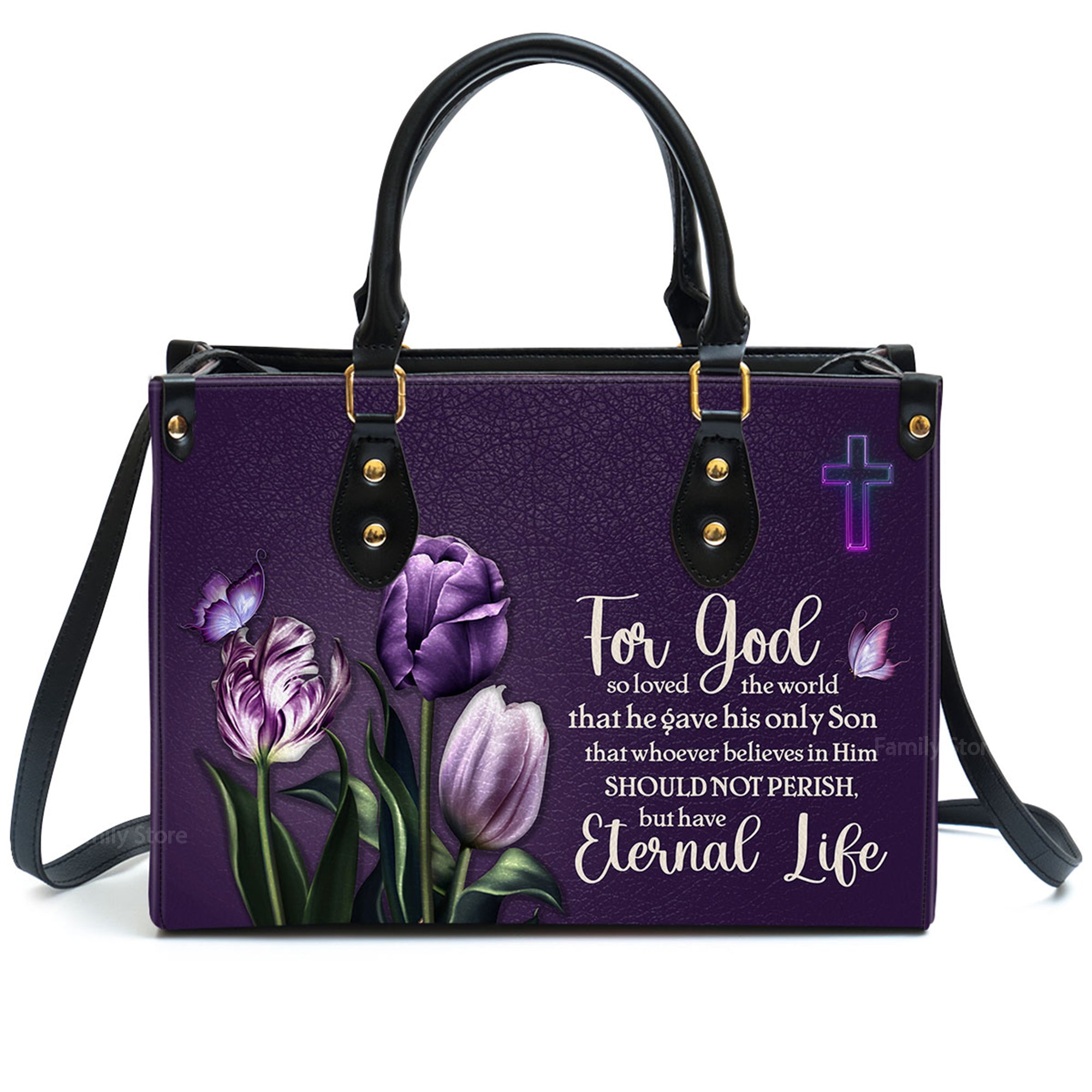 For God So Loved The World - Thoughtful Gift For Christians - Personalized Leather Handbag With Handle - AT4080933